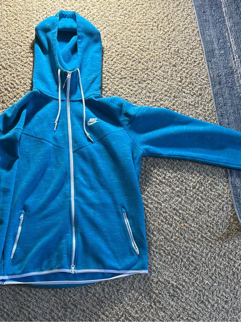 Nuke tech blue with lines of green zip up